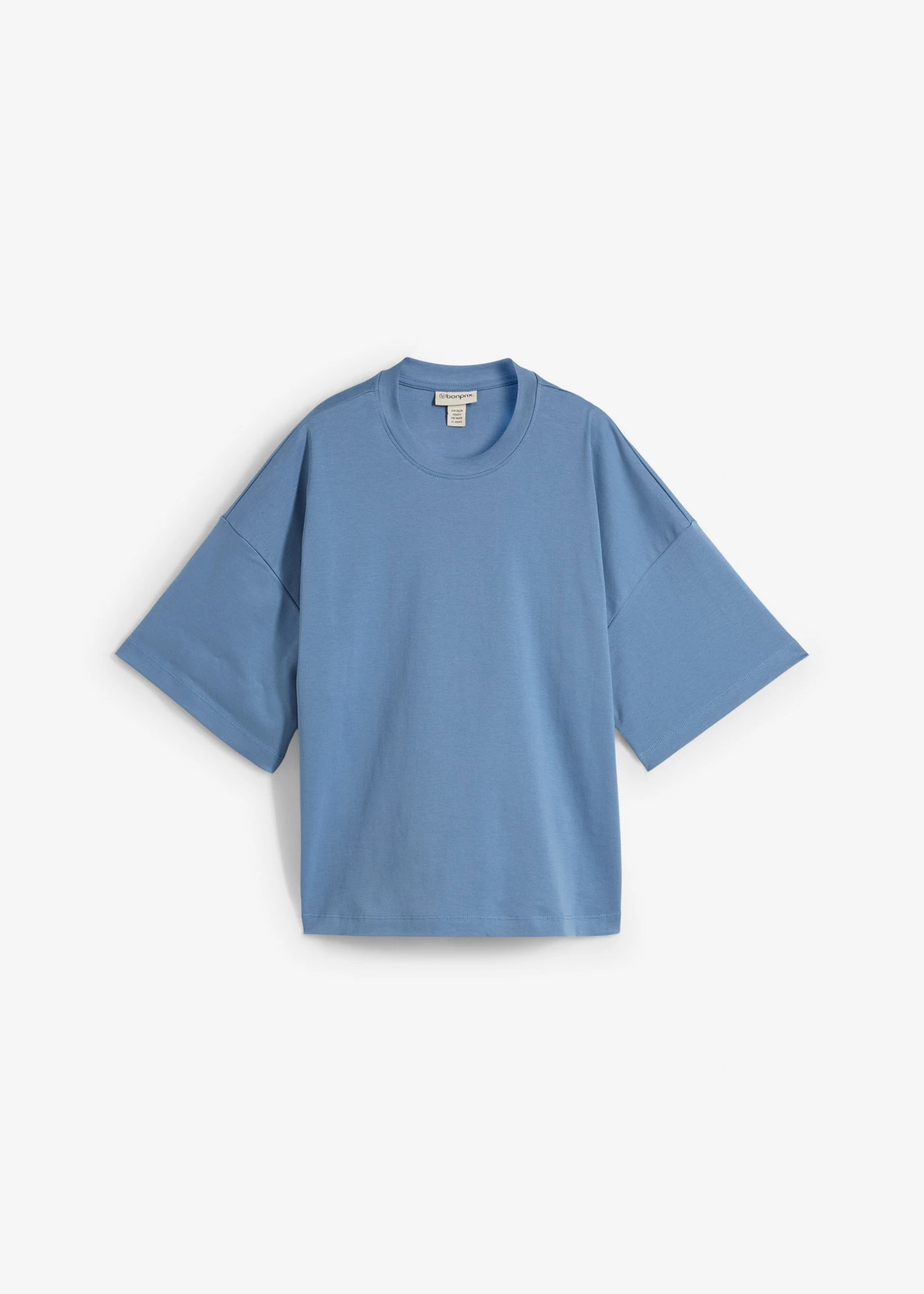 T-shirt court et oversize en coton épais • bleu/gris • Boutique bonprix