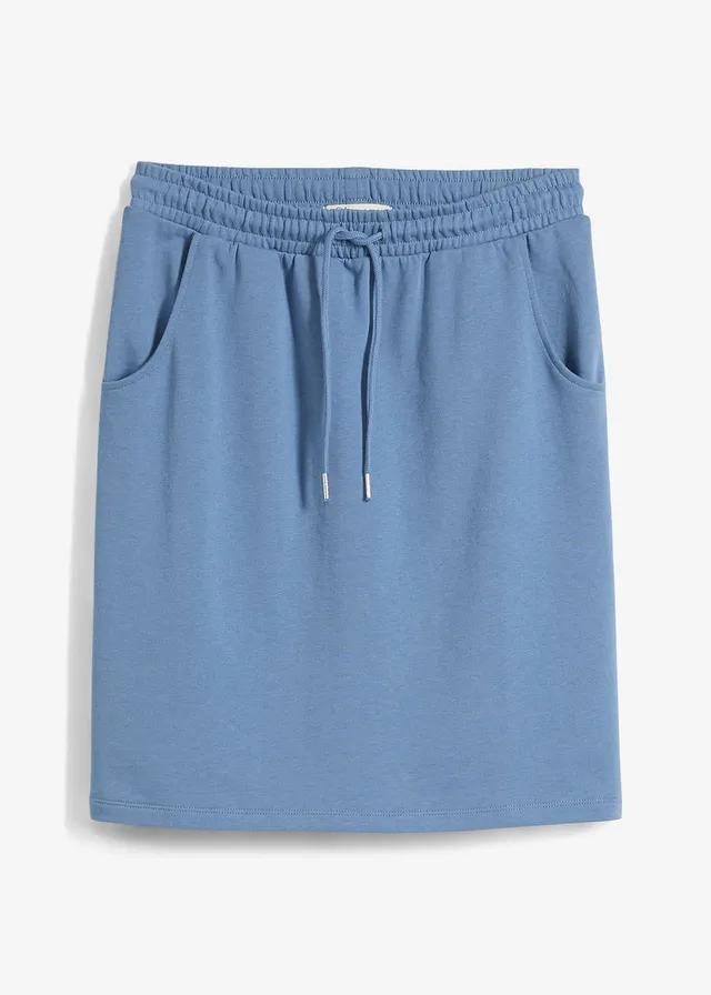 Jupe en molleton avec poches, Couleur: bleu gris