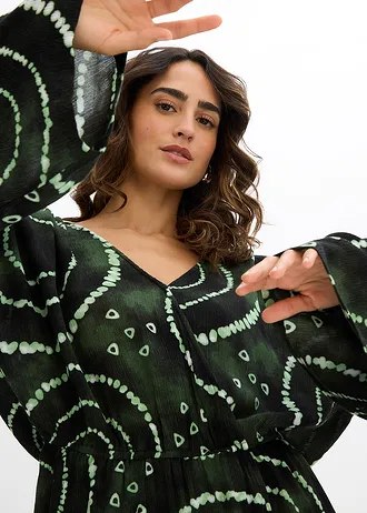 Krátký overal ze splývavé viskózy • petrolejovo-bílá s potiskem • bonprix obchod