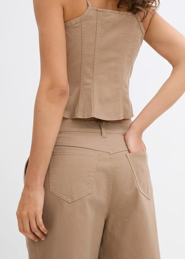 Lange bermuda in een elastische katoenmix • grijsbruin washed • product-page.page-title-suffix