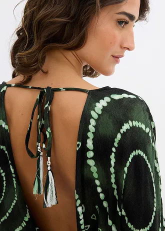 Krátký overal ze splývavé viskózy • petrolejovo-bílá s potiskem • bonprix obchod