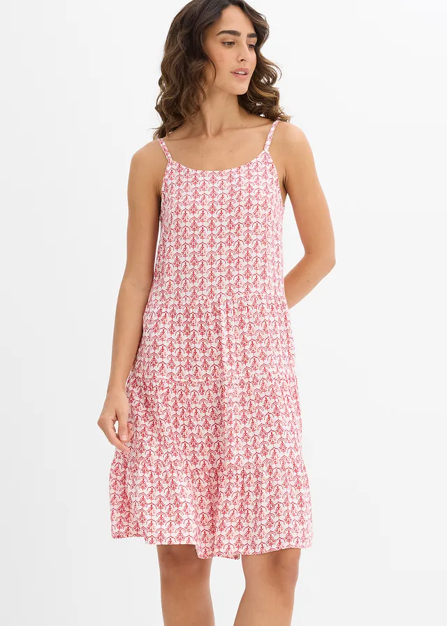 Jurk met spaghettibandjes van soepele viscose • wit-rood • product-page.page-title-suffix