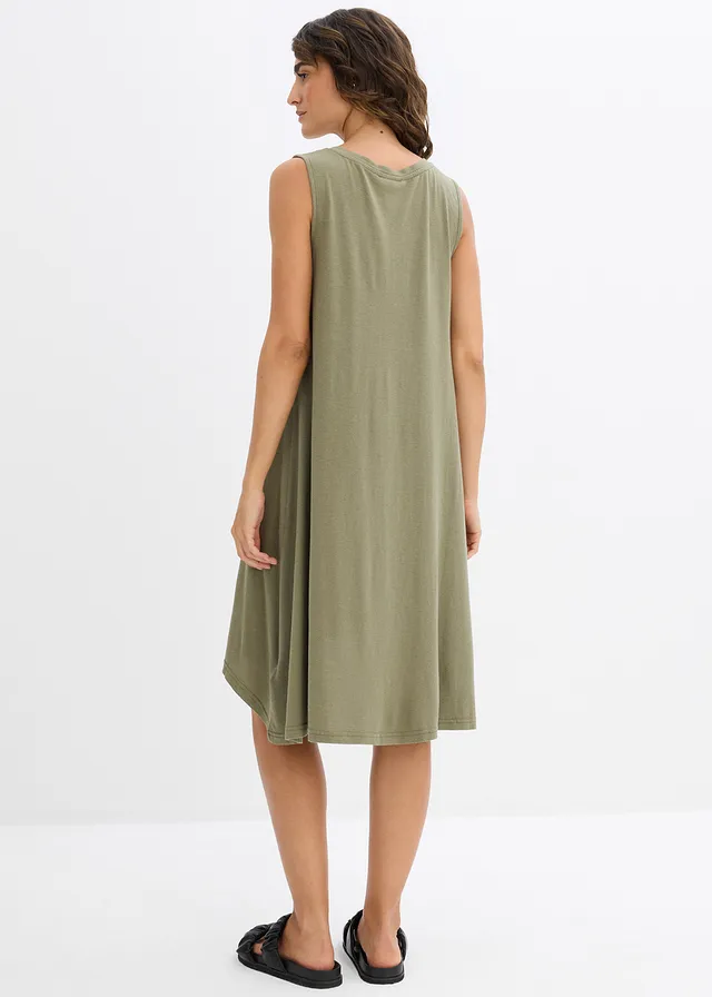 Robe en jersey à laçage, Couleur: olive