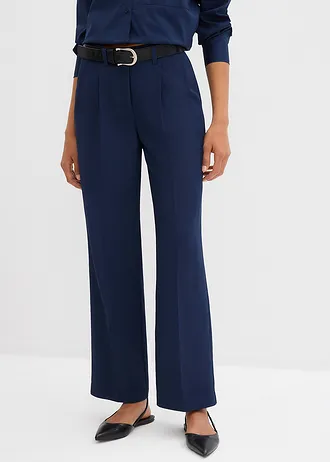 Soepelvallende bandplooibroek • donkerblauw • bonprix online shop