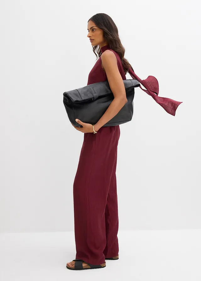 Pantalon texturé en viscose mélangée • rouge érable • product-page.page-title-suffix