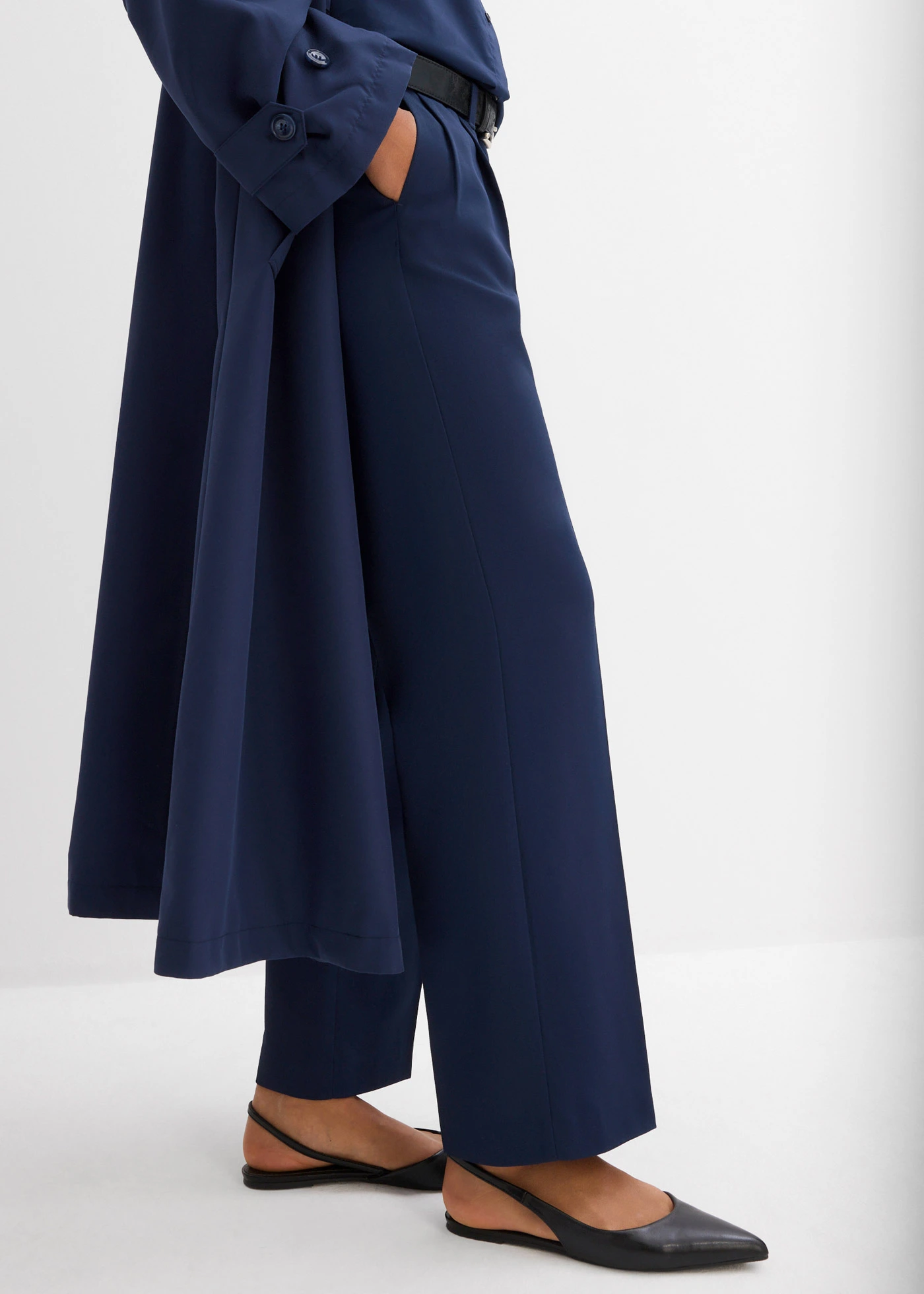 Soepelvallende bandplooibroek • donkerblauw • bonprix online shop