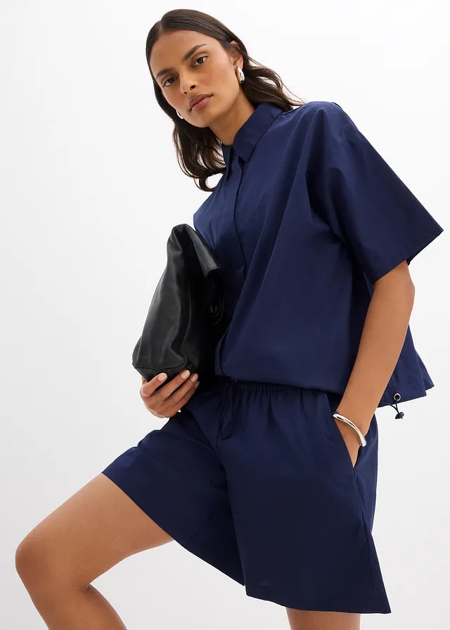 Short 100% coton avec taille élastiquée • bleu marine • product-page.page-title-suffix