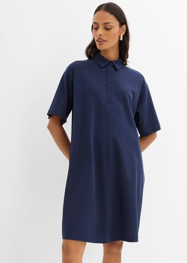 Robe polo 100% coton, Couleur: bleu foncé
