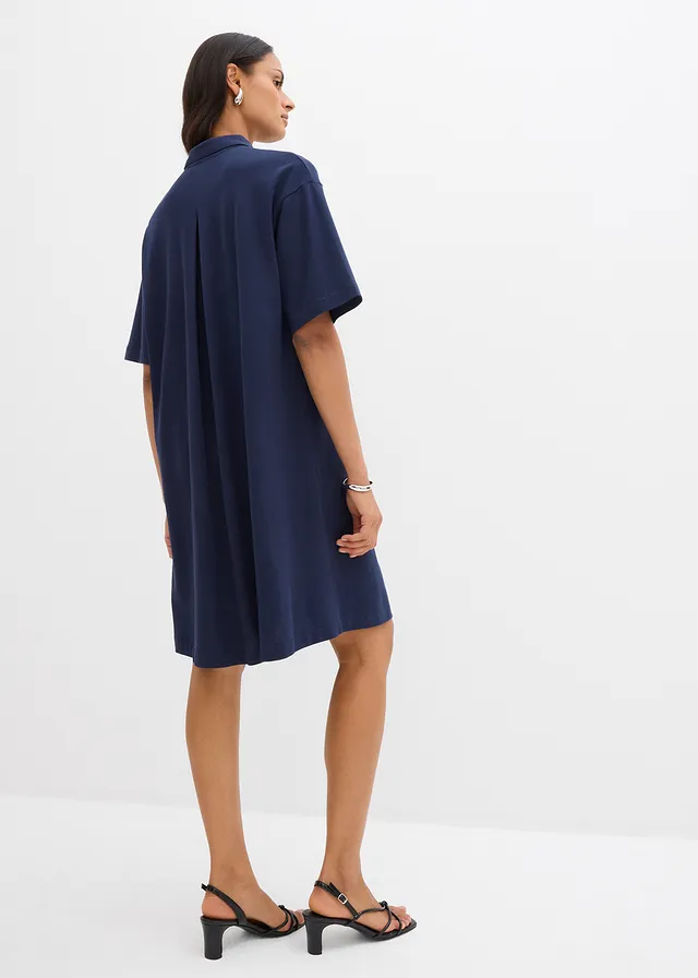 Robe polo 100% coton, Couleur: bleu foncé