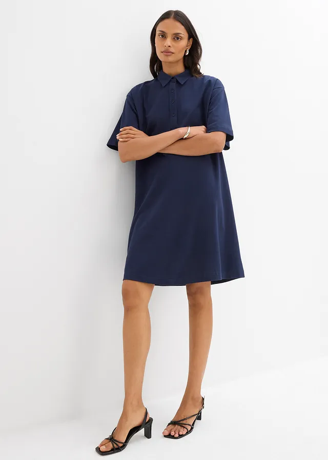 Robe polo 100% coton, Couleur: bleu foncé