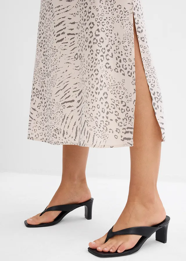Jurk met spaghettibandjes van soepele viscose • sand luipaardprint • product-page.page-title-suffix
