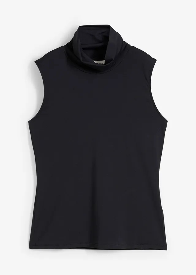 Top cu guler rulat din material elastic cu poliamidă