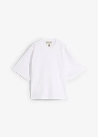 Krótki T-shirt oversize z czystej, grubej bawełny organicznej
