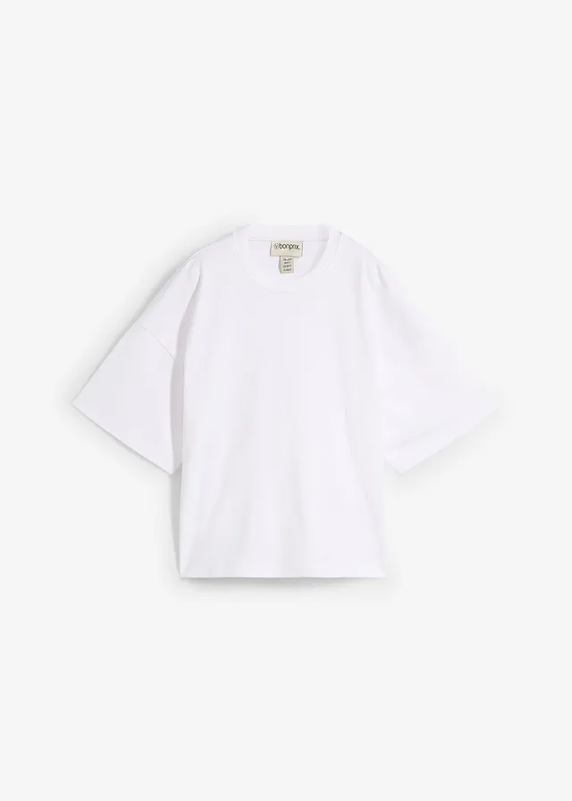 Kort oversized shirt van zwaar biologisch katoen