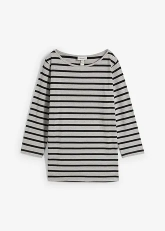 Shirt met 3/4 mouwen • lichtgrijs gemêleerd-zwart gestreept • bonprix online shop