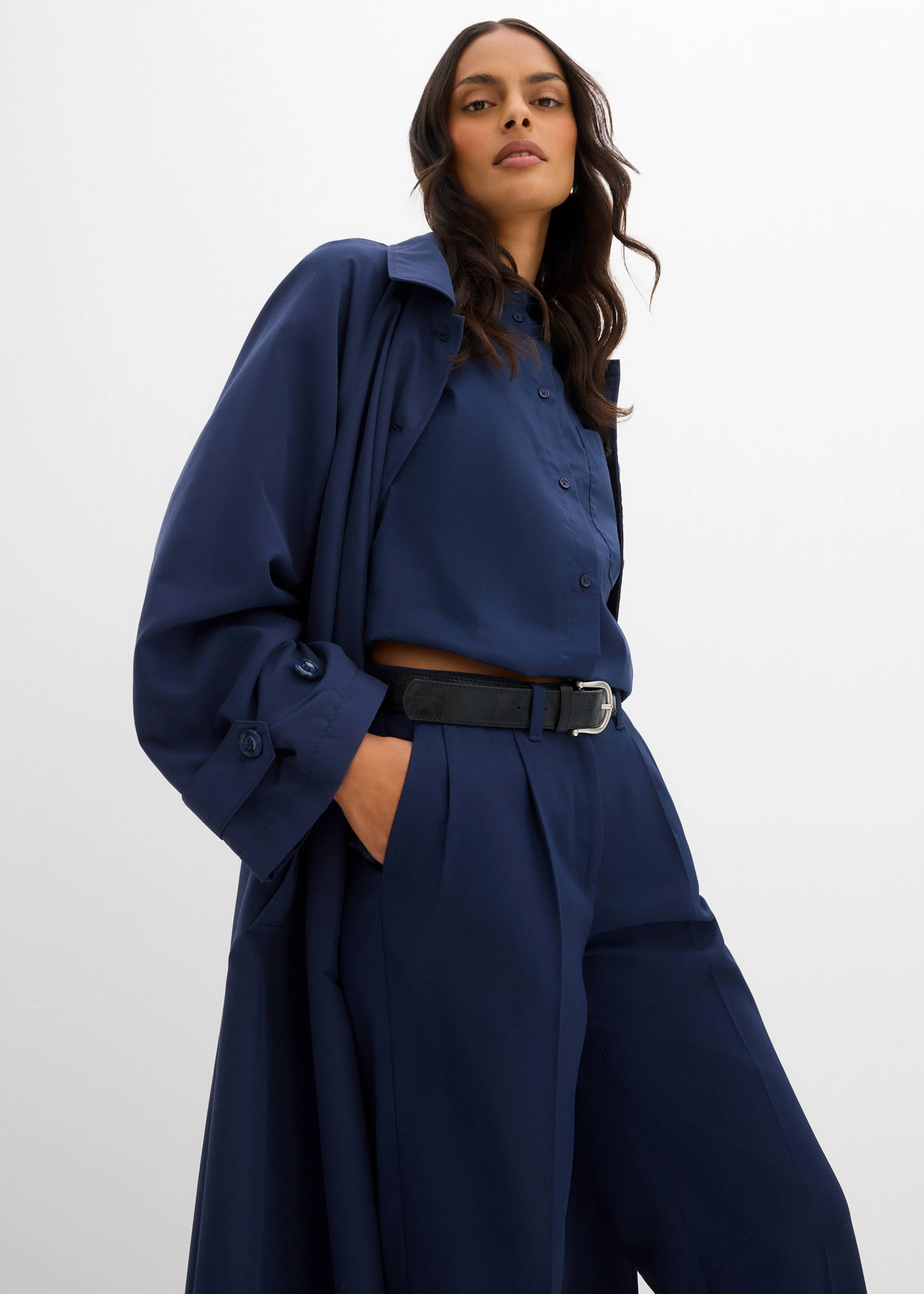 Soepelvallende bandplooibroek • donkerblauw • bonprix online shop