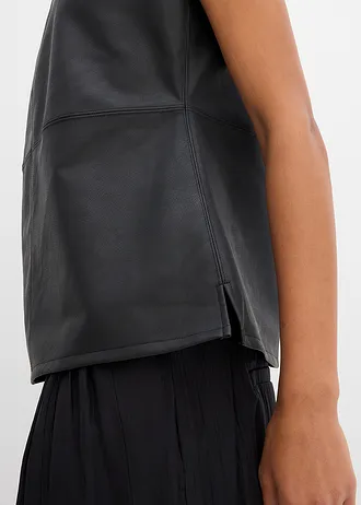 Top bőrutánzatból • fekete • bonprix áruház