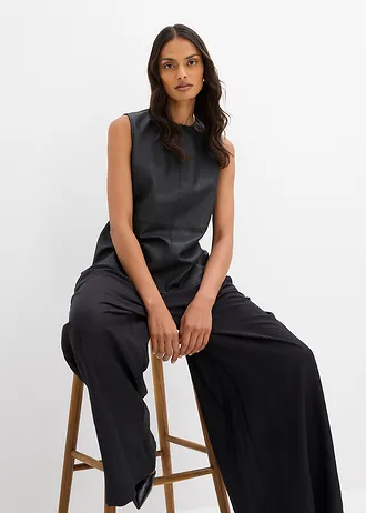 Top z umělé kůže • černá • bonprix obchod