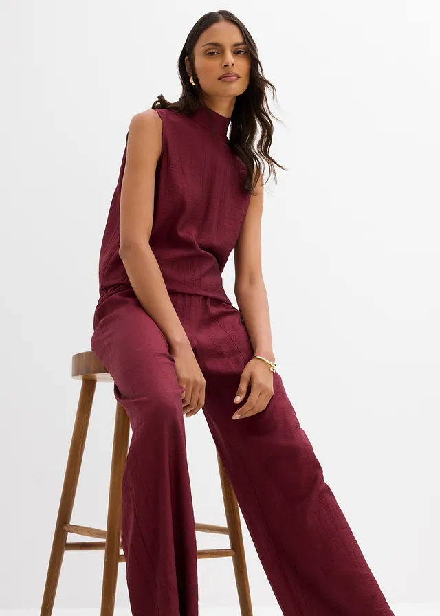 Pantalon texturé en viscose mélangée • rouge érable • product-page.page-title-suffix