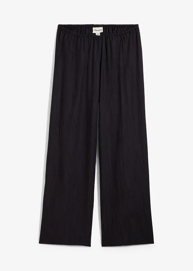 Pantaloni fără încheiere din material texturat cu viscoză