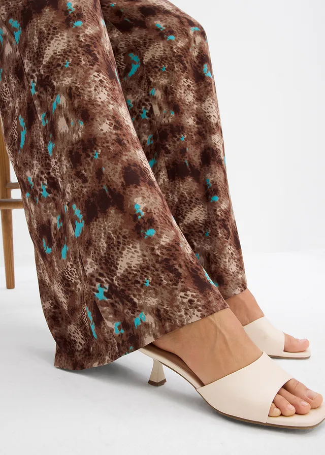 Pantalon taille élastiquée en viscose fluide • marron foncé imprimé • product-page.page-title-suffix