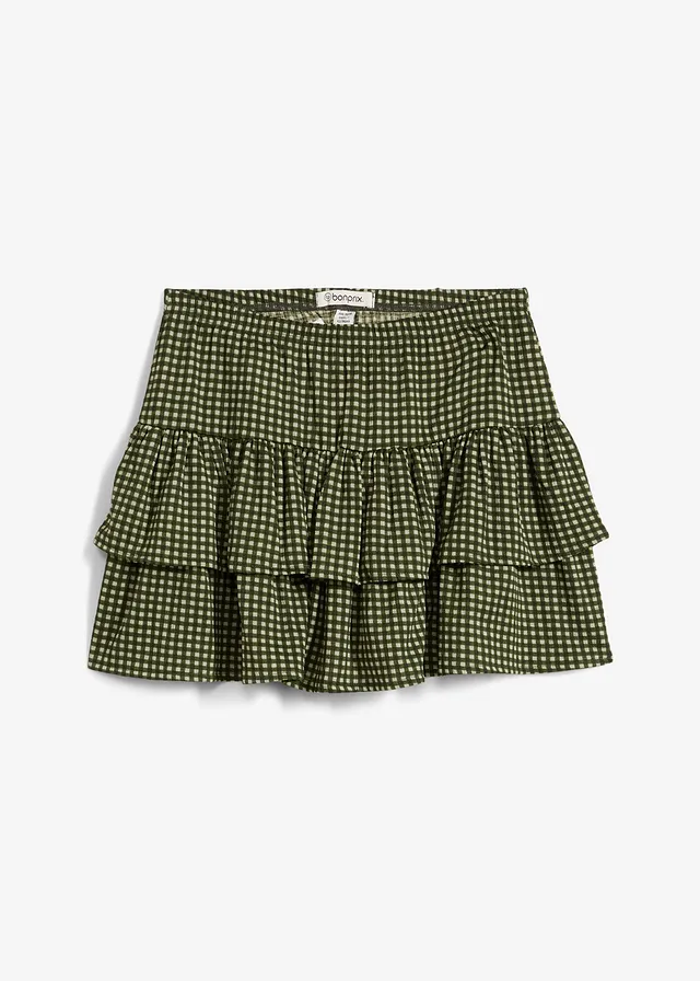 Fustă în trepte din crep texturat