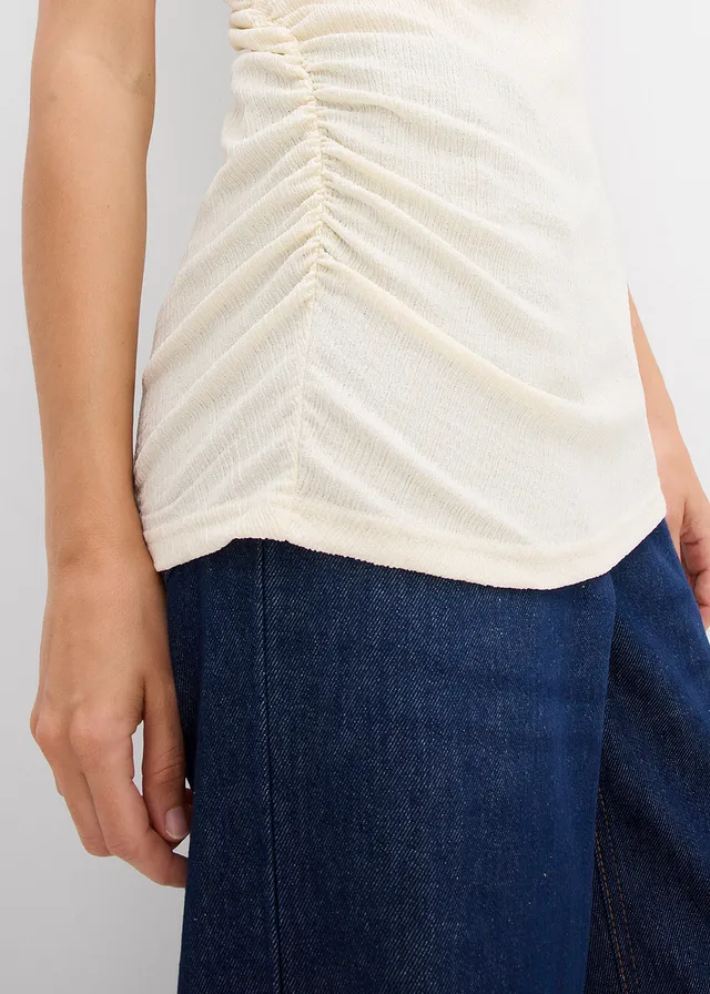 Asymmetrische top van lichte crêpe • naturel • product-page.page-title-suffix