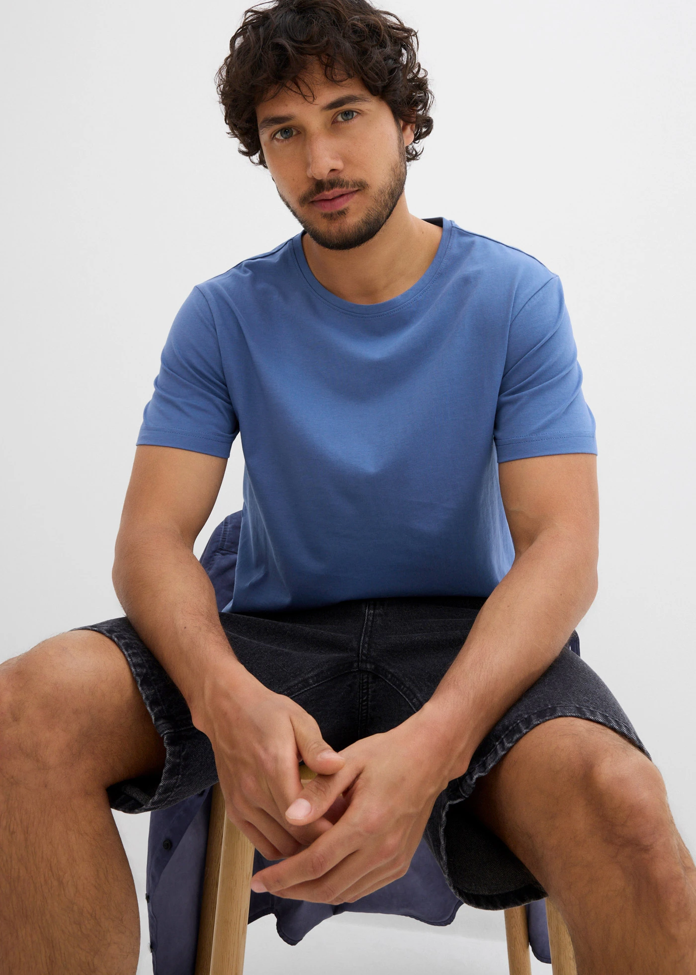 Tricou (set/ 5 buc.) • gri-piatră+albastru jeans+albastru profund+bleumarin • magazin bonprix