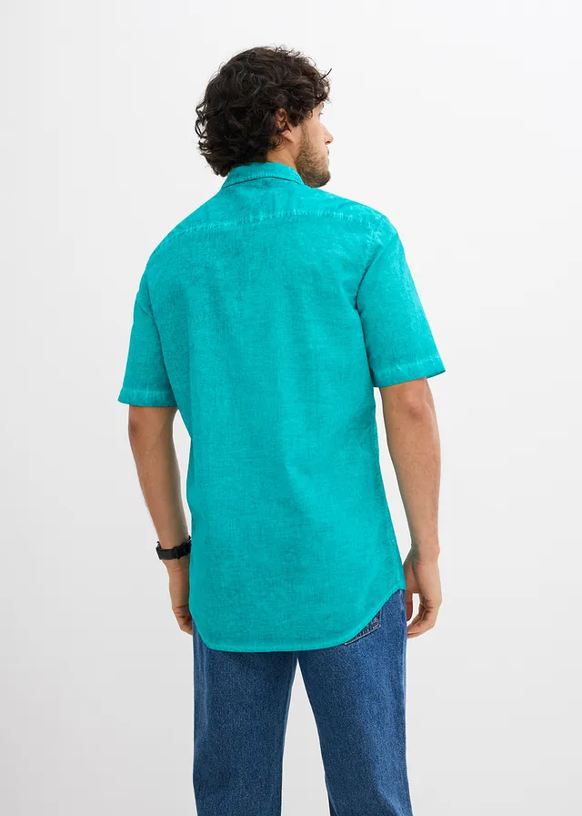 Chemise manches courtes aspect délavé • émeraude • product-page.page-title-suffix