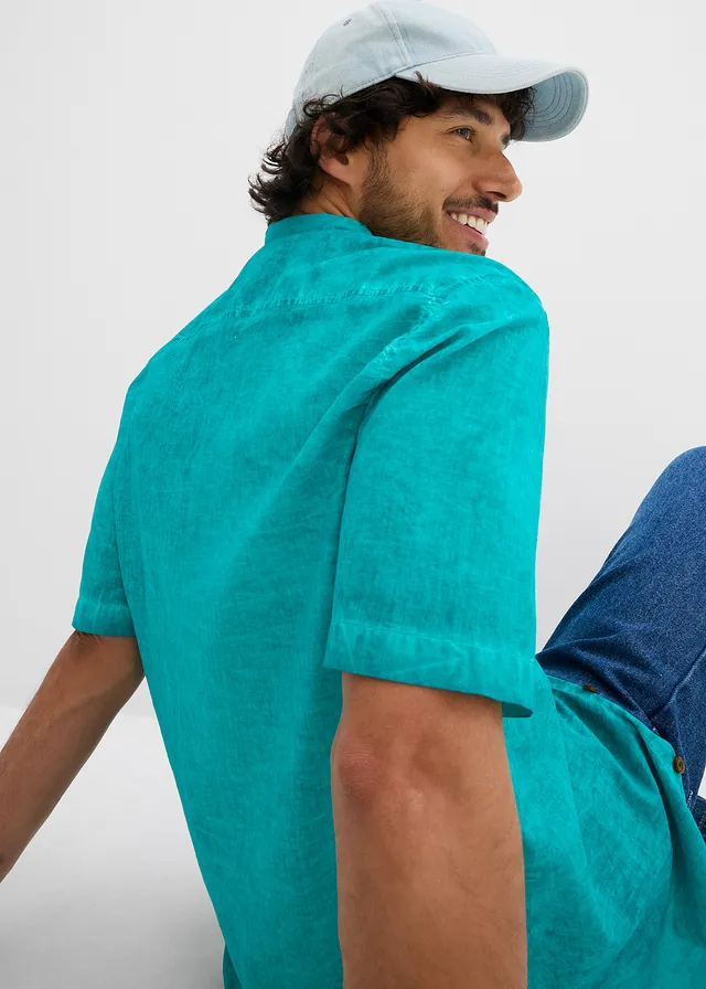 Chemise manches courtes aspect délavé • émeraude • product-page.page-title-suffix