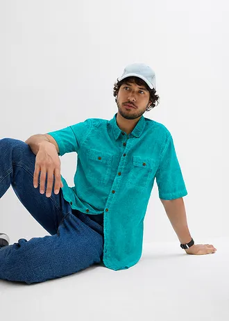 Chemise manches courtes aspect délavé • émeraude • Boutique bonprix