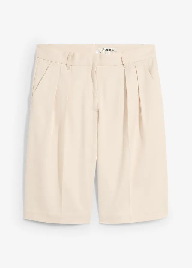 Bermudy so záhybmi na páse z viskózového mixu