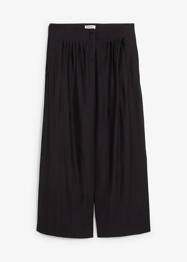 Pantaloni palazzo din material cu viscoză și structură încrețită