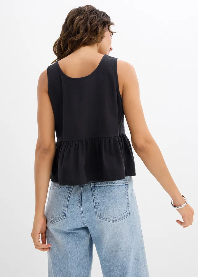 Blouse sans manches légère en lin mélangé • noir • product-page.page-title-suffix