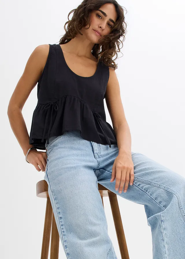 Blouse sans manches légère en lin mélangé • noir • product-page.page-title-suffix