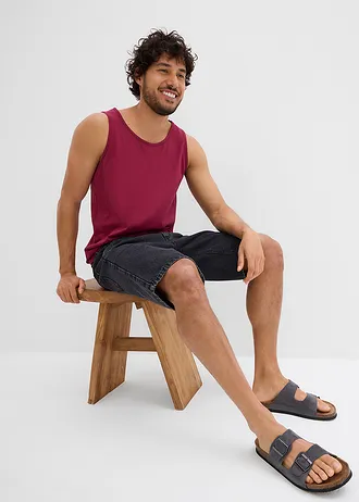 Jeans bermuda met elastiek opzij, classic fit • zwart denim • bonprix online shop