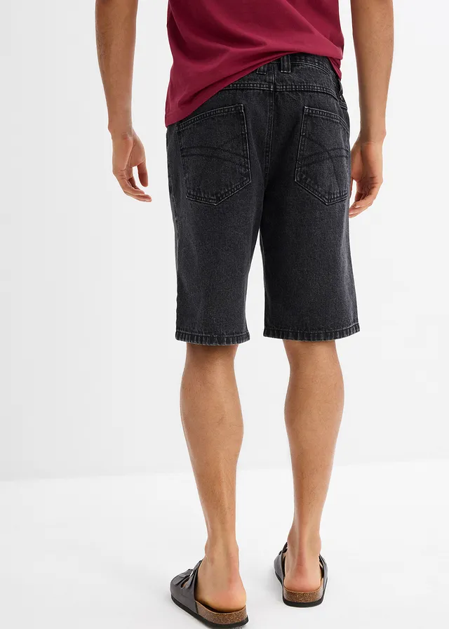 Bermuda classique en jean avec taille élastiquée, Couleur: bleu clair denim