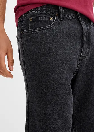 Jeansbermuda met elastische tailleband, classic fit • zwart denim • bonprix online shop