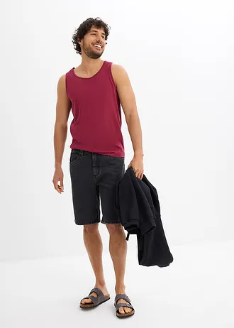 Jeansbermuda met elastische tailleband, classic fit • zwart denim • bonprix online shop