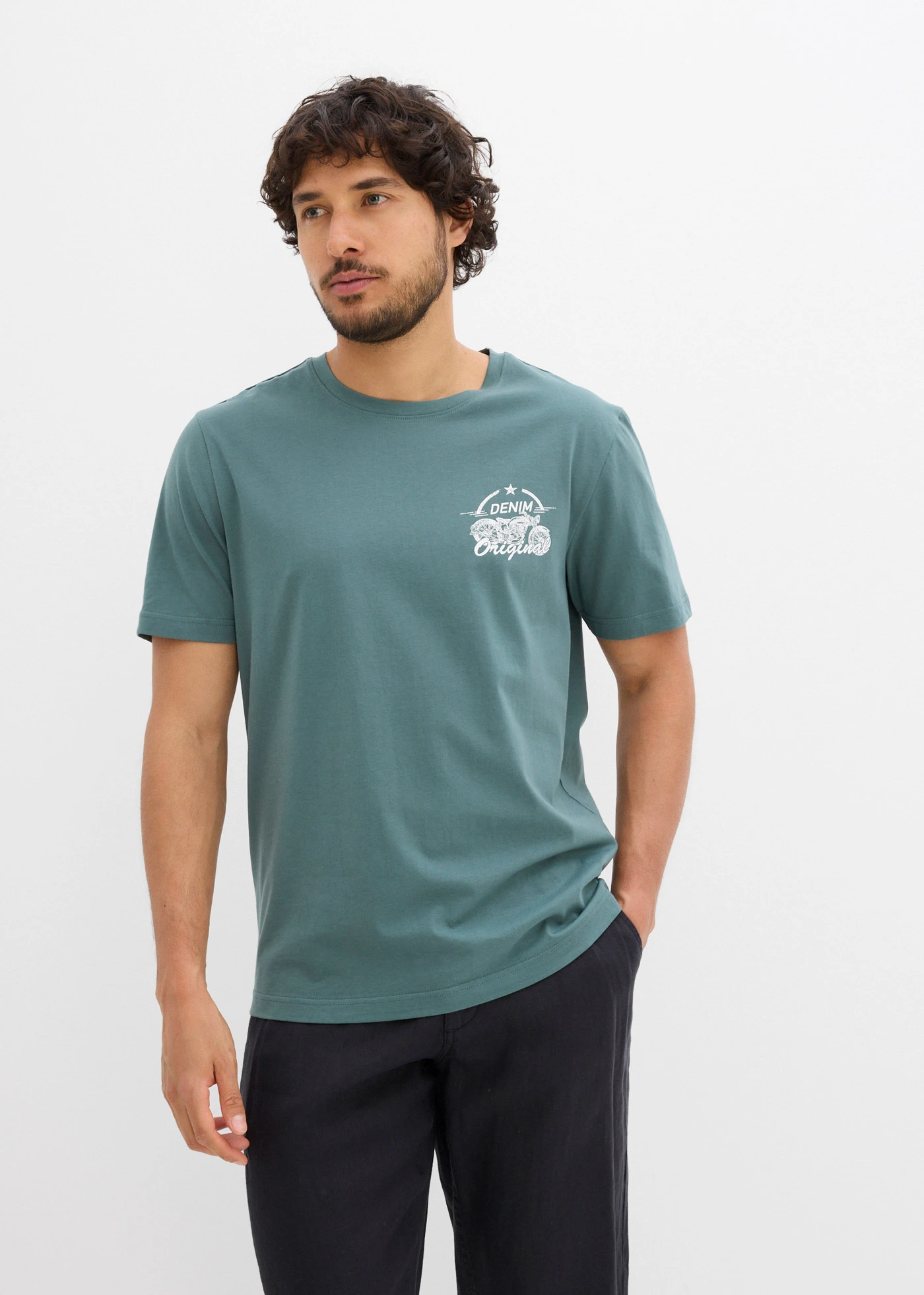 Tricou (set/ 2 buc.) din bumbac 100% • bleumarin+gri-verde • magazin bonprix