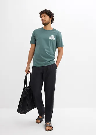 T-shirt (set van 2) van puur katoen, Kleur: donkerblauw+grijsgroen