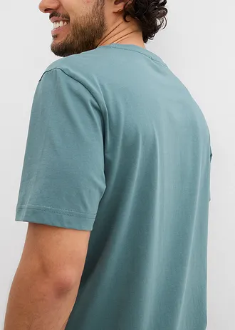 Lot de 2 T-shirts 100% coton • bleu foncé + gris vert • Boutique bonprix