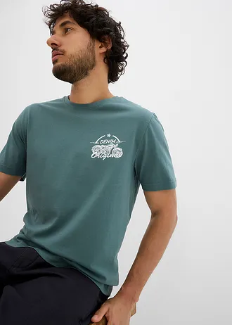 Bawełniany T-shirt (zestaw 2 szt.) • ciemnoniebieski+zielono-szary • sklep bonprix