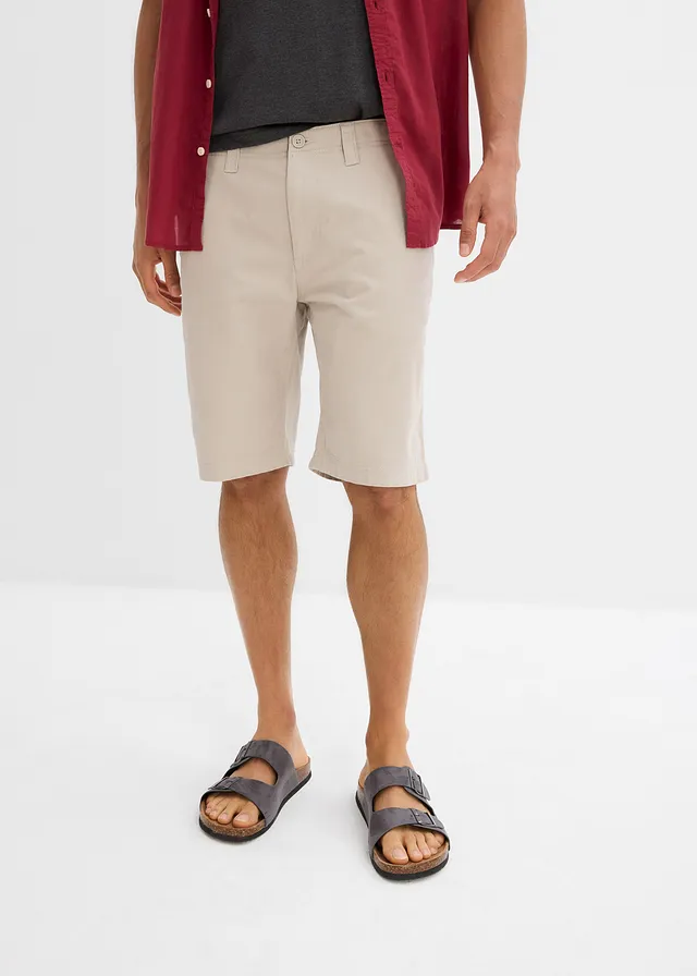 Chino bermuda van puur katoen, regular fit, Kleur: steengrijs-donkerblauw