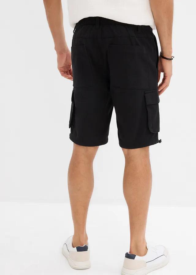 Cargo bermuda met comfortabele band, regular fit, Kleur: zwart