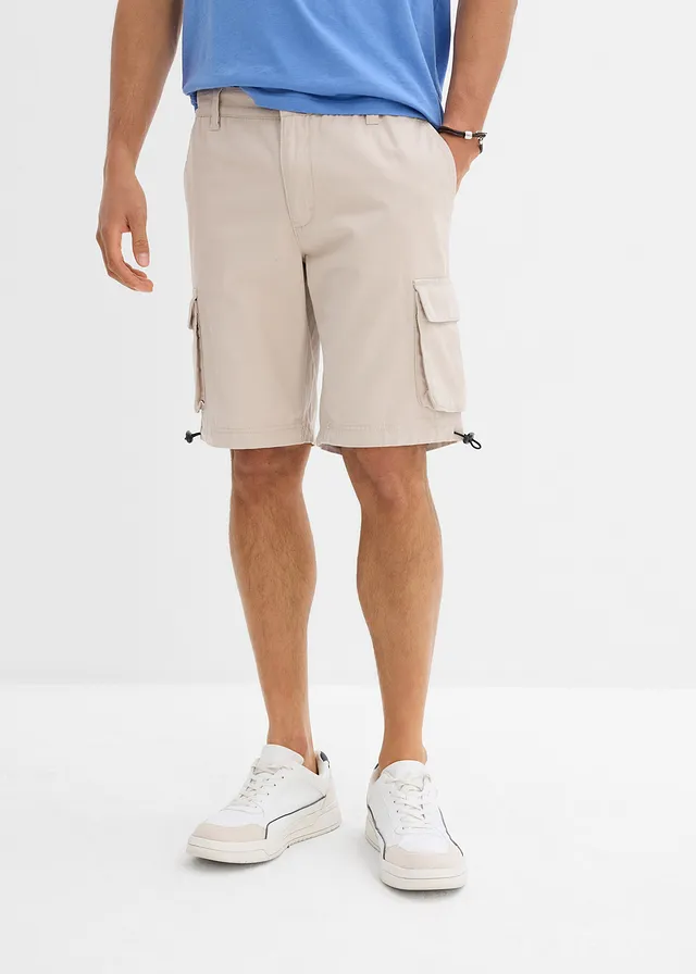 Cargo bermuda met comfortabele band, regular fit, Kleur: steengrijs