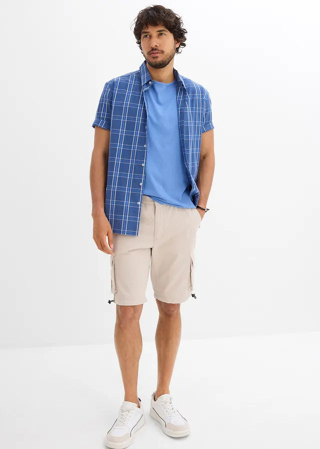 Bermuda cargo à taille élastiquée, regular, Couleur: gris pierre