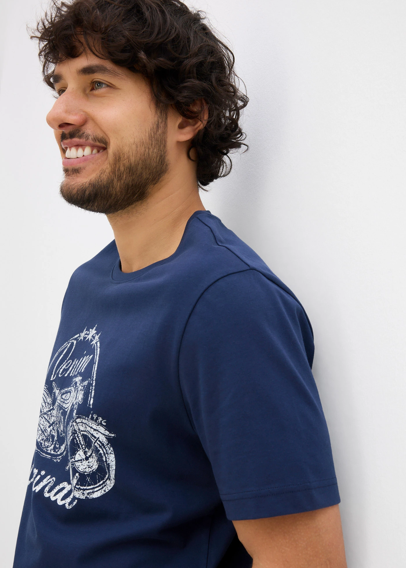 Bawełniany T-shirt • ciemnoniebieski • sklep bonprix