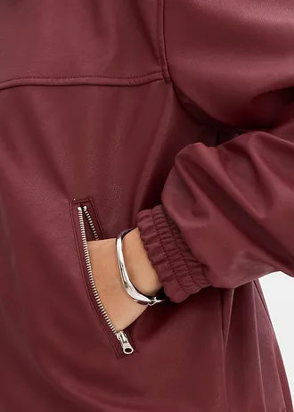 Oversize bunda z umělé kůže • rubínově červená • bonprix obchod