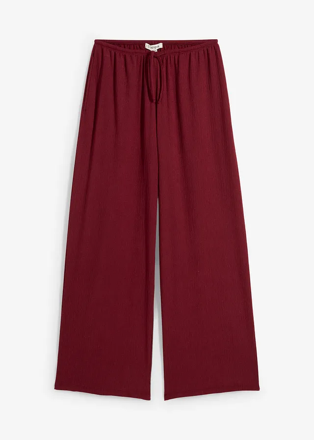 Nohavice bez zapínania zo štruktúrovaného krepu